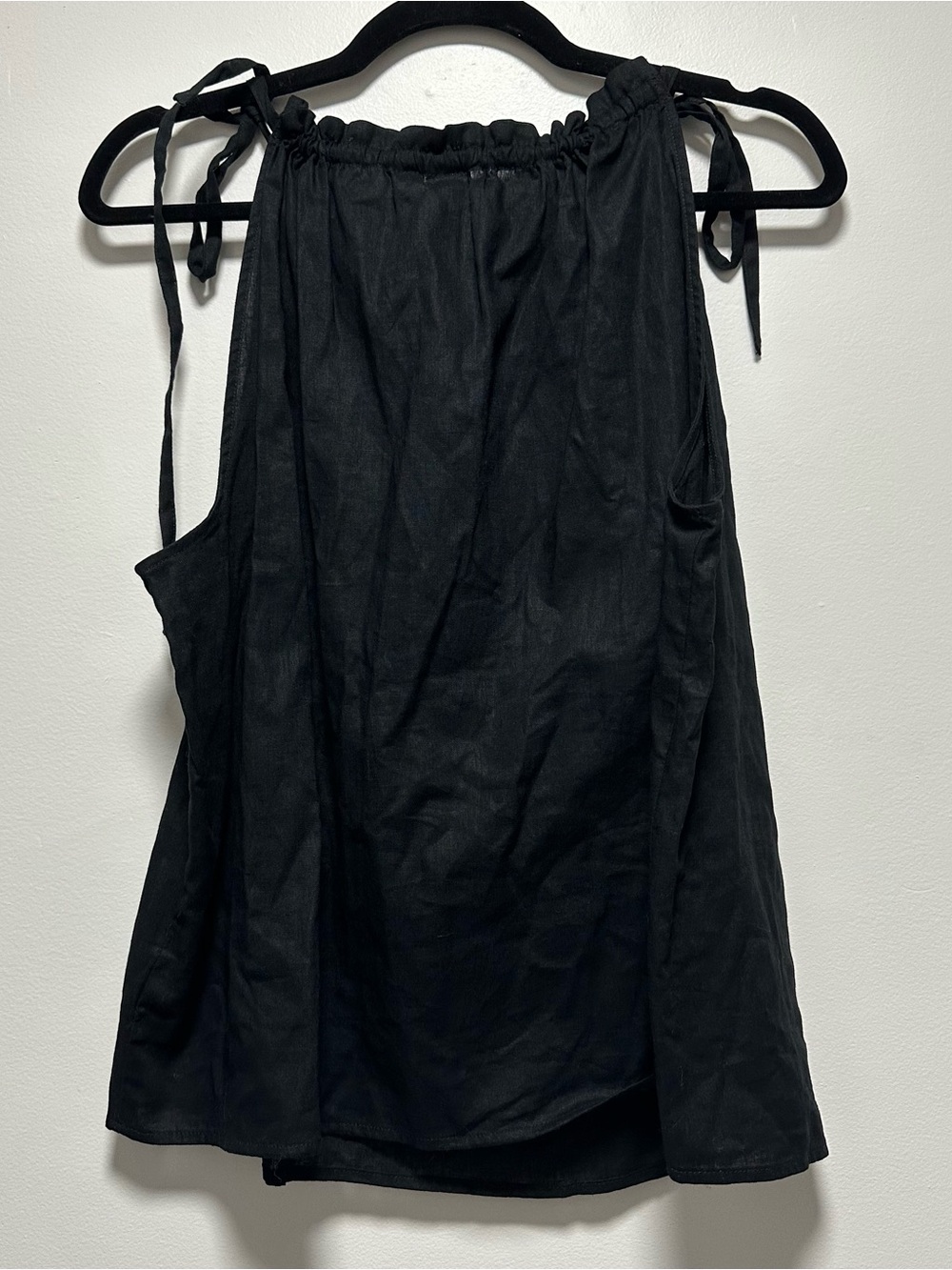 GAP Black Linen & Cotton Blend Tie Sleeve Tank Top - Picture 6 of 6